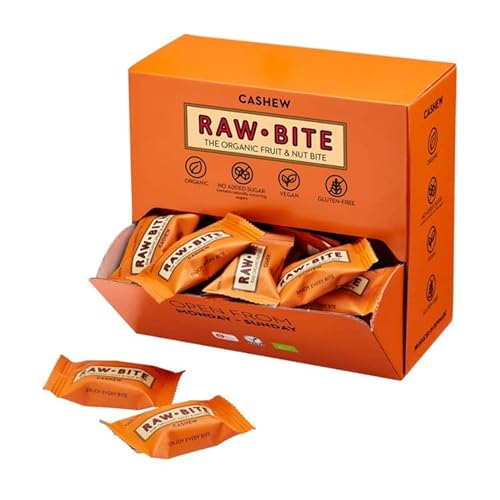 RAWBITE CASHEW in der Office Box - Vegan, glutenfrei, laktosefrei & ohne Zuckerzusatz (enthält von Natur aus Zucker) - Bio Frucht-Nuss-Riegel mit Cashews (45 x 15 g) (Cashew)