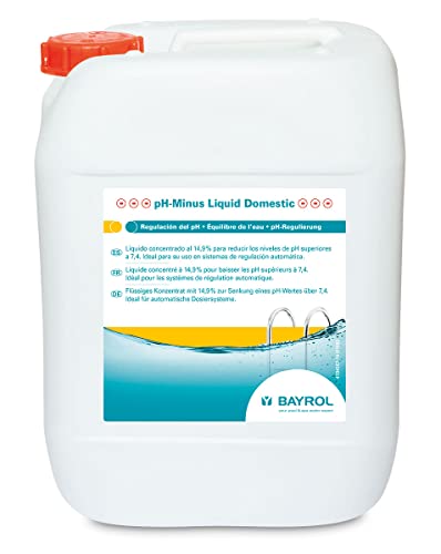 BAYROL pH-Minus Liquid Domestic 10 L - Flüssiges Konzentrat zur Senkung eines pH-Wertes über 7,4 - senkt den pH-Wert des Poolwassers - besonders hohe Reinheit
