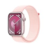 Apple Watch Series 9 (GPS, 45 mm) Smartwatch mit Aluminiumgehäuse in Pink und Sport Loop Armband in Hellrosa. Fitnesstracker, Blutsauerstoff und EKG Apps, Always-On Retina Display, CO₂ neutral