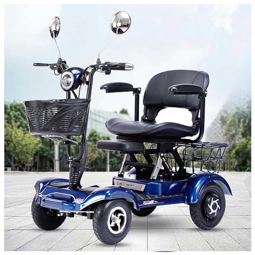ARMERI 4-Rad-Mobilitäts-Roller Zweisitzer Heavy Duty Mobilität Roller für Senioren 380w 48v 20ah Portable Folding Mobility Scooter Elderly-Full Led Lighting Erwachsene 200kg Kapazität,Blau