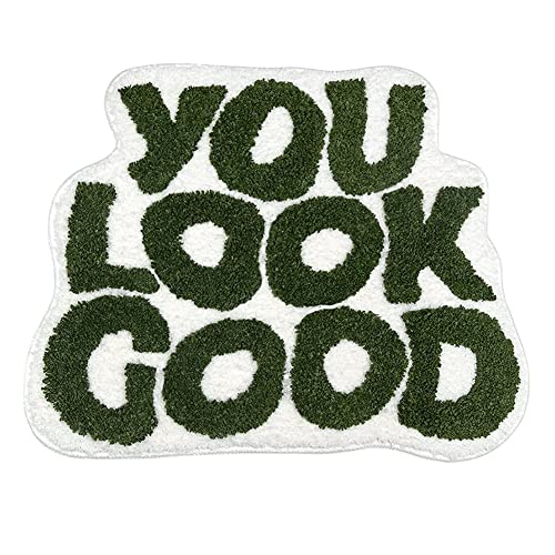 BLASHRD You Look Good Badematte, grün, Badteppich, lustig, niedlich, Badezimmer-Dekoration, adretter, kleiner cooler Teppich
