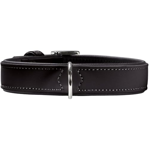 HUNTER SOFTIE Hundehalsband, Kunstleder, samtig, pflegeleicht, 65 (L), schwarz