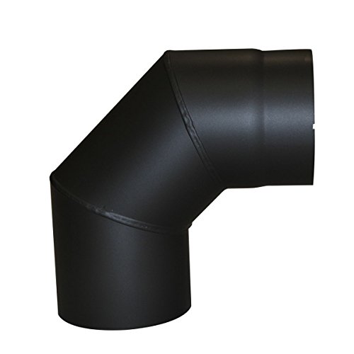 Kaminoflam Ofenrohr Bogen schwarz - Winkelrohr 150 mm - Rauchrohrbogen 90 ° - Uniknie Kaminrohr - Bogenknie für Kamin und Ofen