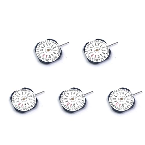 supgowea 5X Uhrwerk für Japanisches VX43E Uhrwerk VX43 DREI Stift Doppelkalenderfenster Quarzwerk mit Batterie