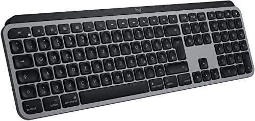Logitech MX Keys - fortschrittliche kabellose Tastatur mit Tastenbeleuchtung für Mac, taktiles reaktionsschnelles Tippen, Hintergrundbeleuchtung, Bluetooth, USB-C, Apple macOS, Metallgehäuse - Grau