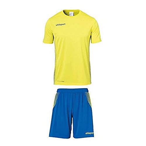 uhlsport Herren Score Kit Trikot&Shorts Set, limonengelb/azurblau, S
