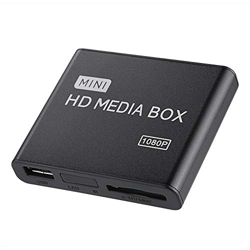 1080P Full HD Mini Box Media Player, 100 Mbit / S Media Player Box, Unterstützung für USB MMC RMVB MP3 AVI MKV, Super-Fernbedienungsempfangsmodul, Weitgehend Kompatibel(Schwarz)