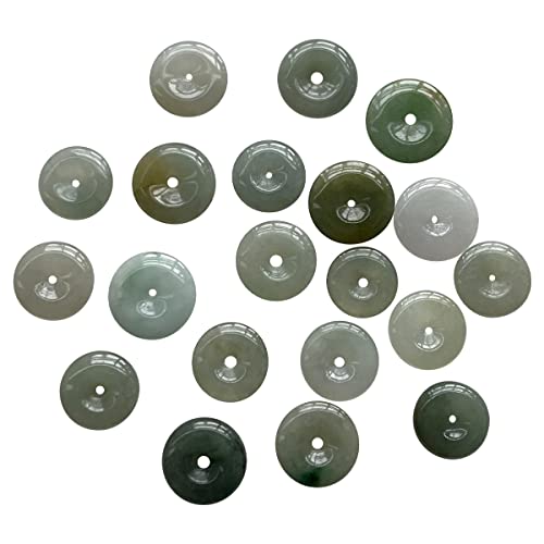 FUFIZU Natürlicher, echter, zertifizierter Jadeit, Jade, grau, grün, Donut, Sicherheitsschnalle, Glücksanhänger, handgefertigtes Schmuckgeschenk, 2 Stück SHENGYUYIN (Color : One Size)