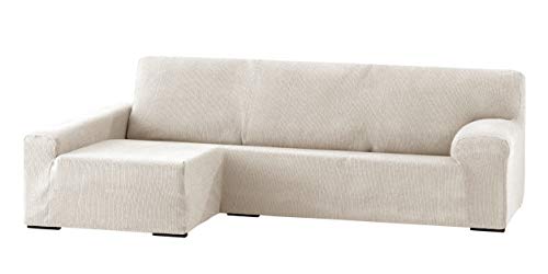 Eysa Dorian elastisch Sofa überwurf Chaise Longue Links, frontalsicht, Chenille, 00-Ecru, 43 x 17 x 37 cm