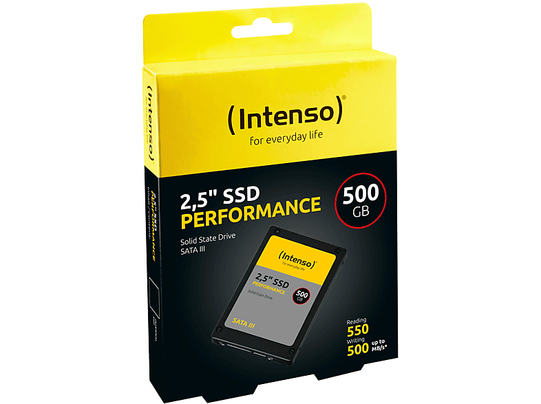 INTENSO Performance Festplatte, 500 GB SSD, Interner Speicher SATA 6 Gbps, 2,5 Zoll, intern