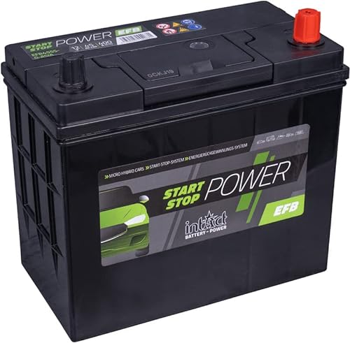 intAct Start-Stop-Power EFB45SS-0-ASIA, wartungsfreie EFB Start Stopp Batterie, Autobatterie 12V 45Ah 400 A (EN), Schaltung 0 (Pluspol rechts), Maße (LxBxH): 237x127x225mm