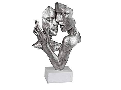 Lifestyle & More Exklusive Deko Büste Skulptur Liebespaar aus Keramik weiß/Silber Höhe 32 cm