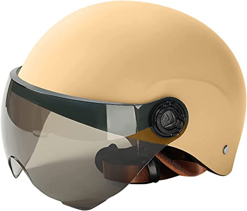 NAIQIALUO Motorrad-Halbhelm, Baseballkappe, Helm mit Visier, Retro-Helm mit offenem Gesicht, ECE-zertifizierter Vintage-Motorrad-Jethelm für Cruiser-Chopper-Scooter-Piloten A