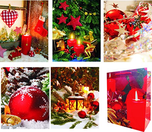 K&B Vertrieb Geschenktüten Large (Groß) Weihnachtstasche Weihnachtsbeutel Beutel Geschenktaschen Weihnachten 7305 (96 Stück)