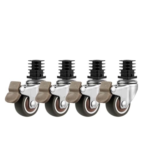(4er-Pack) 1,5-Zoll-19/22/25-Möbelvierkantrohrrad Universalgestell Edelstahl-Rolle mit leiser Bremse (Color : 19-B, Size : 1.5 Inch)