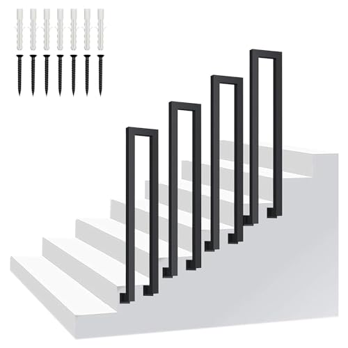 4 Stück seitlich montierte Handläufe, schmiedeeiserner U-förmiger Treppen-Handlauf-Handlauf for Innentreppen for Veranda-Geländer und Deck-Handgeländer (Size : 90cm(2.9ft))