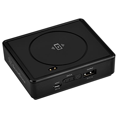 SilverStone SST-QIB052 - 2-in-1 5200mAh Qi Lader Powerbank mit zusätzlichem USB Ladeport, kompatibel mit allen standard Qi Endgeräten, stapelbar, schwarz