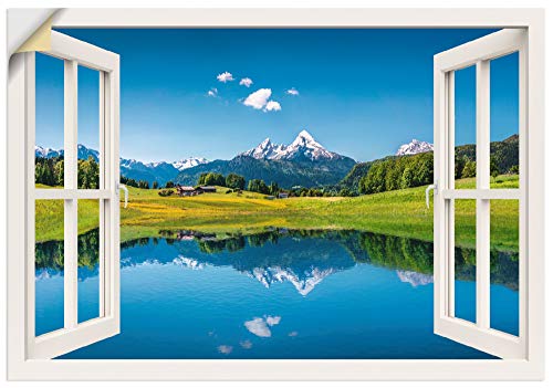 Artland Qualitätsbilder I Wandtattoo Wandsticker Wandaufkleber 100 x 70 cm Landschaften Berge Foto Grün B8CW Fensterblick Bayerische Alpen