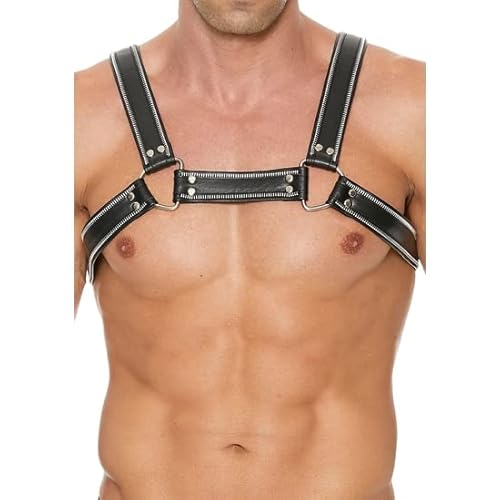 Shots - Ouch! Z Series Chest Bulldog Harness - Black/Black - S/M