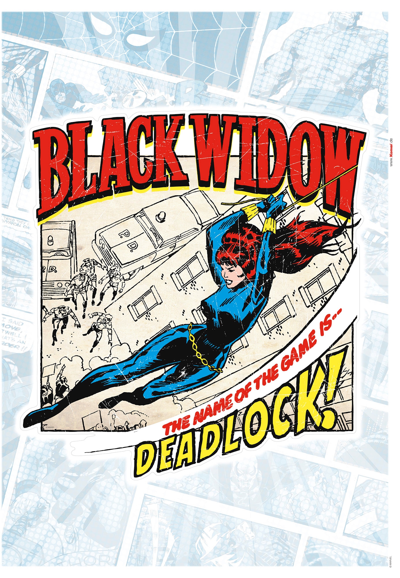 Komar Marvel Wandtattoo Black Widow Comic Classic - 50 x 70 cm (Breite x Höhe) - 1 Teile - Deco-Sticker, Wandaufkleber, Wandsticker, Wanddeko, Kinderzimmer - 14087h