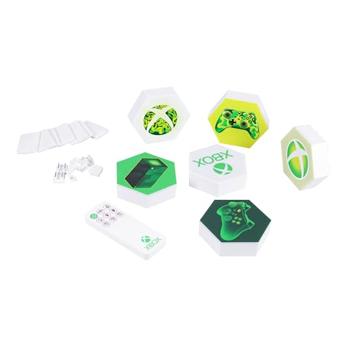 Paladone Hexagon LED-Leuchten, Xbox - Frei stehend oder zur Wandmontage, anpassbare Dekoration für das Spielezimmer mit ferngesteuertem Lichtwechsel und musikreaktiven Modi
