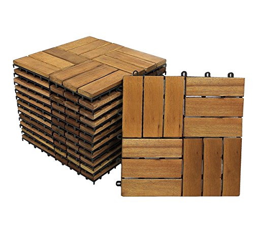 SAM Terrassenfliese 02 Akazienholz, 66er Spar-Set für 6m², 30x30cm, FSC® 100% Bodenbelag, Drainage, Garten Klick-Fliese