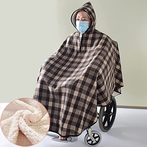 Erwachsenen-Fleece-Rollstuhl-Umhang mit Kapuze, Rollstuhlkleidung, Winter-Poncho-Umhang, Mantel für Damen und Herren, Rollstuhl, warme Decke