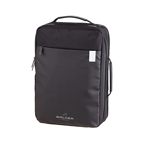 Walker 42176-186 - Business-Rucksack Scope Decent Schwarz mit 3 Reißverschlussfächern, Seitentaschen, Rücken-Polsterung, verstellbare Schultergurte, wasserabweisend, Backpack für Uni und Büro