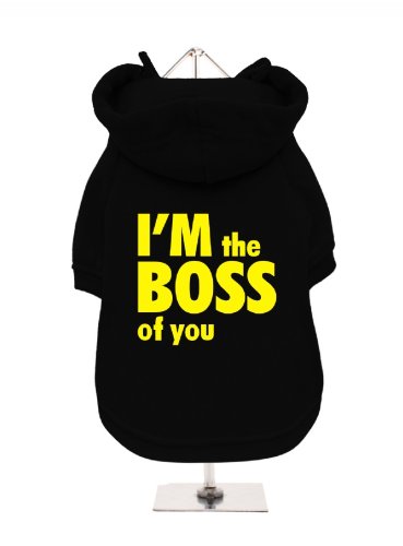 "Im the Boss of You" UrbanPup Hunde Sweatshirt (schwarz/gelb)