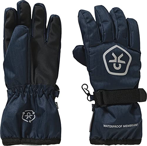 Color Kids Unisex Kids Waterproof-Recycled Cold Weather Gloves, Marine-White, 10-12