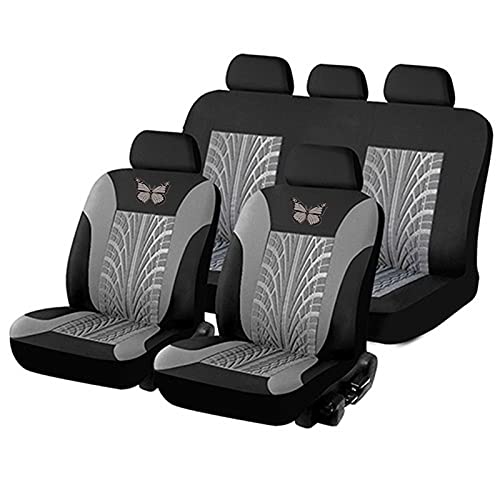 Auto Sitzbezüge für Mitsubishi ASX 2020, Komfortabler Atmungsaktiv rutschfeste Vorder Rückbank Sitzschoner Sitzbezügesets,A/Gray