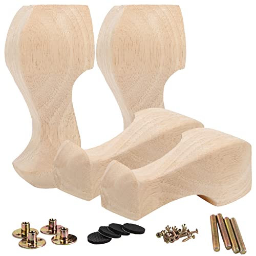 20cm Holz Möbelfüße, La Vane 4 Stück Europäisch Stil Massivholz Geschnitzten Ersatz Tischbeine Möbelbeine Dekoration für Sofa Bett Schrank Couch Stuhl