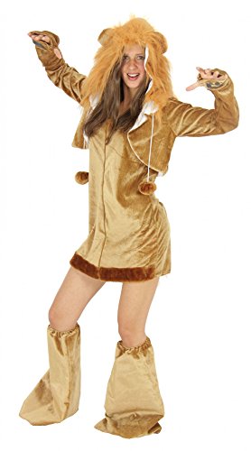 Foxxeo Löwen Kostüm für Damen Tierkostüme sexy Kleid für Karneval und Fasching Erwachsene Größe S