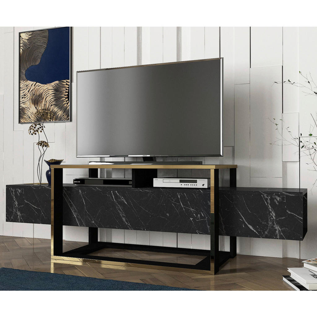 TV-Lowboard Bianco Marmoroptik B/H/T: ca. 160x49,8x46,1 cm 3