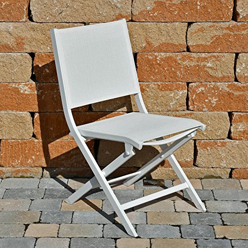 Kettler Klappstuhl Lille Comfort 0310118-5000 Klappstühle Weiß Aluminium/Outdoorgewebe L/B/H ca. 58/50/87 cm