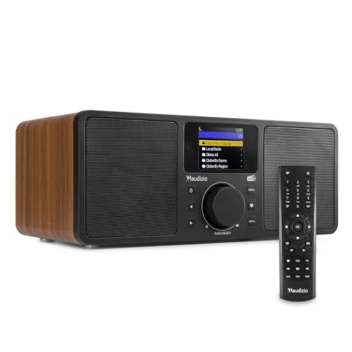 Audizio Rome - DAB Radio mit Bluetooth und WiFi und LAN - Internet Radio Wlan-Radio mit DAB+ und FM Radio, Alarm Clock, Internetradio Bluetooth Speaker - Holz Braun