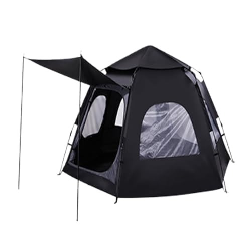 Zelt aufblasbar Zelt Sechseckiges Zelt Outdoor Camping 5-8 Personen Faltzelt Automatisches Schnellöffnen Outdoor Camping Zelt Camping Tent (Color : Black, Size : A)