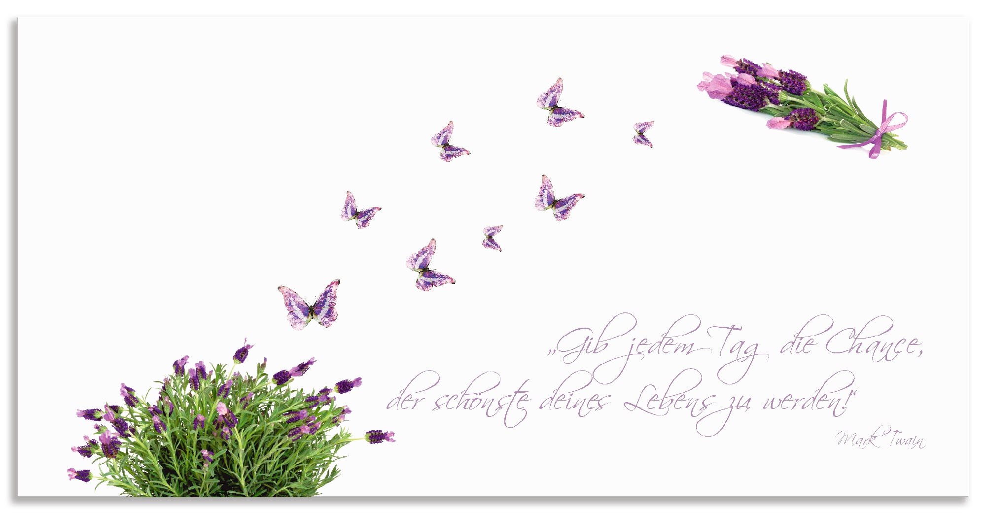 Artland Küchenrückwand "Lila Schmetterlinge an Lavendel", (1 tlg.), Alu Spritzschutz mit Klebeband, einfache Montage