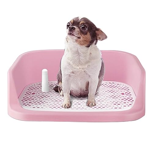 Toilette für Hunde, tragbar, mit Tablett für Haus, Welpen, Balkon, Toilette für Hunde, Teddy Chihuahua, 50 x 40 cm (Pulver)