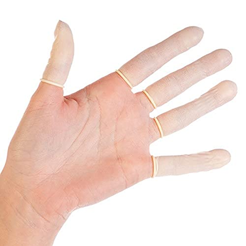 Premium-Latex-Fingerlinge, Top-Einweg-Finger-Schutzkappen, Latex-Fingerlinge, Fingerkondome, puderfrei, sehr elastisch, Größe:S