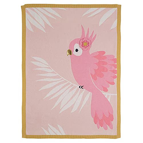 PIPPA Papageien-Strickdecke für Mädchen, 70 x 90 cm, Rosa