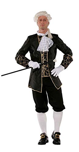 shoperama Marquis Herren Barock Rokoko Kostüm TAFT Anzug GRAF Adliger französisch Renaissance de Sade Karneval, Farbe:Schwarz, Größe:60