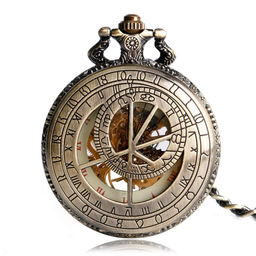Kupfer Retro Kette Mechanische Mode Sternzeichen Konstellation Vintage Taschenuhr Uhr Stilvolle Handaufzug Geburtstagsgeschenk Taschenuhr
