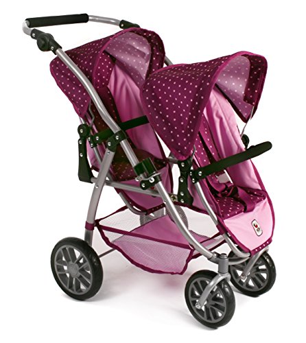 Bayer Chic 2000 689-29 Zwillings-Puppenwagen, lila, rosa