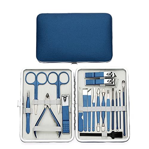 Blue Manicure Set 18 on Tools Professionelle Nagelknipser Nagelset Pediküre Edelstahlfeile Schere,Blau