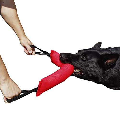 Dingo Gear Baumwolle-Nylon Beißwurst für Hundetraining K9 IGP IPO Obiedence Schutzhund Hundesport, mit Zwei Griffen 8 x 45 cm Red S00068