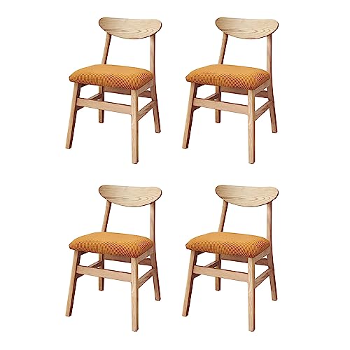 WWYL Stretch Jacquard Stuhl Sitzbezüge für Esszimmer, Stuhlhussen 2/4/6 Stück Stretch Spandex Jacquard Esszimmerstuhl Sitzbezüge, herausnehmbarer waschbarer (Golden,4er Set)