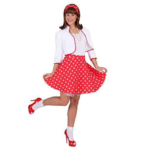 Rock 'n Roll Rock m. Petticoat rot,weiß gepunktet, Größe:34-36