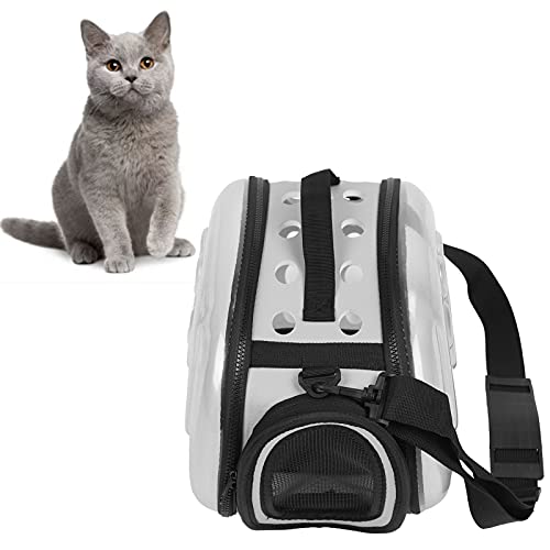 Gedourain Katzentrage, robust und bissfest Praktische und stilvolle Transportbox für Haustiere auf Reisen(Grey, M)