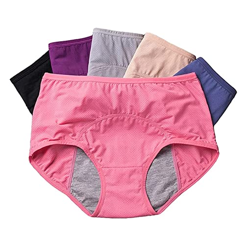 Damenunterwäsche, Höschen für Erwachsene, Auslaufsichere Periodenhöschen für Mädchen, Wiederverwendbare Unterwäsche für Harninkontinenzhosen, Höschen für Erwachsene, 6er-Pack